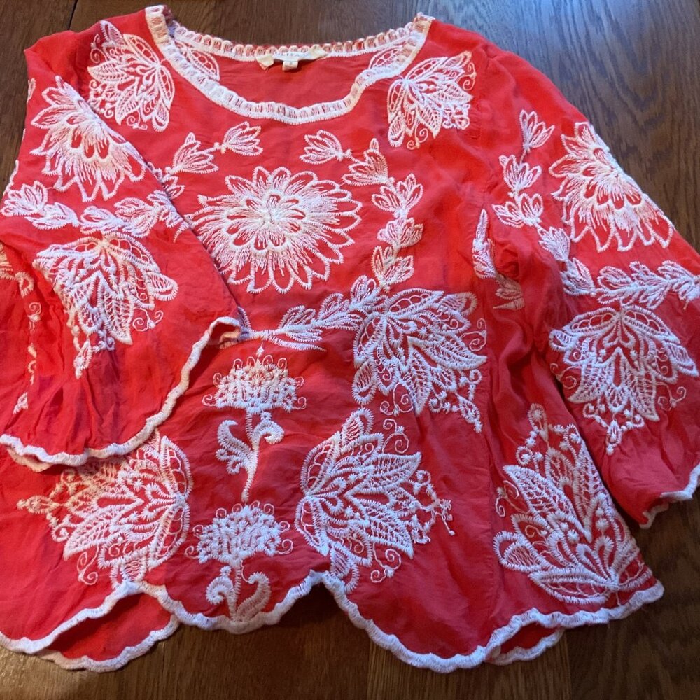 Embroidered Orange Top